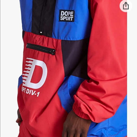 Mens hooded wind breaker suit by Dope Intn’l Sports; sz 2X jacket; pants 1X - Picture 7 of 8